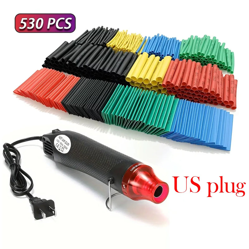 Tubo Termoencolhível com Pistola de Ar Quente 300W 2:1 Fio Encolhível Encolhimento Envoltório Tubo Cabo Conectar Tampa Proteção DIY