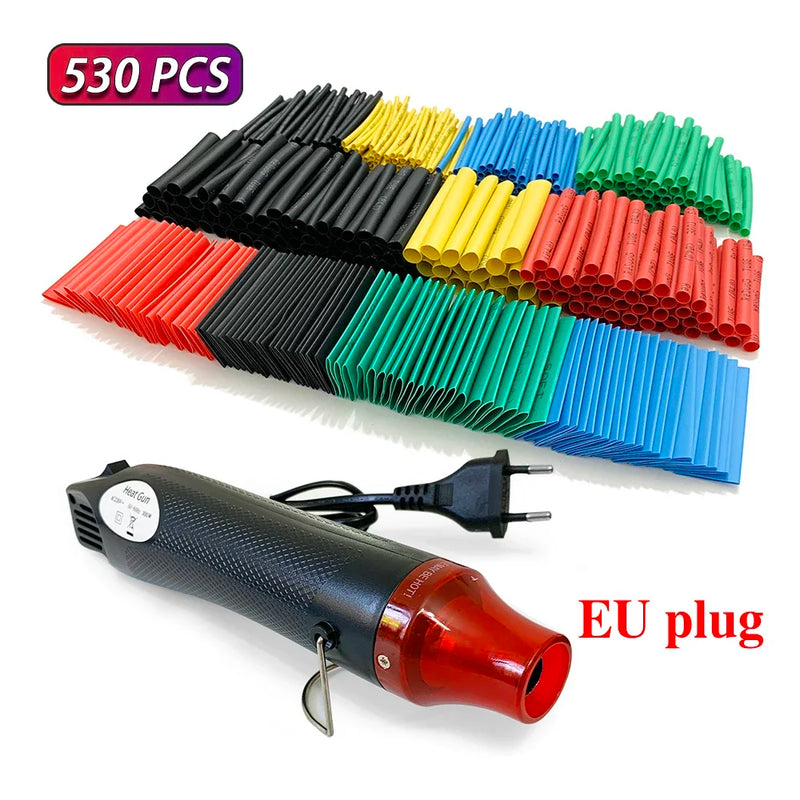 Tubo Termoencolhível com Pistola de Ar Quente 300W 2:1 Fio Encolhível Encolhimento Envoltório Tubo Cabo Conectar Tampa Proteção DIY
