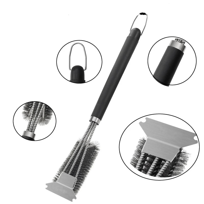 Escova de limpeza para churrasqueira e raspador, Escova de limpeza para churrasqueira, Acessórios para churrasco ideais, Antiaderente, Ferramentas perfeitas