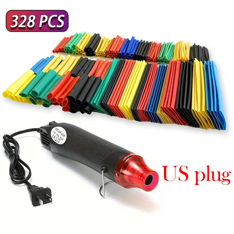 Tubo Termoencolhível com Pistola de Ar Quente 300W 2:1 Fio Encolhível Encolhimento Envoltório Tubo Cabo Conectar Tampa Proteção DIY