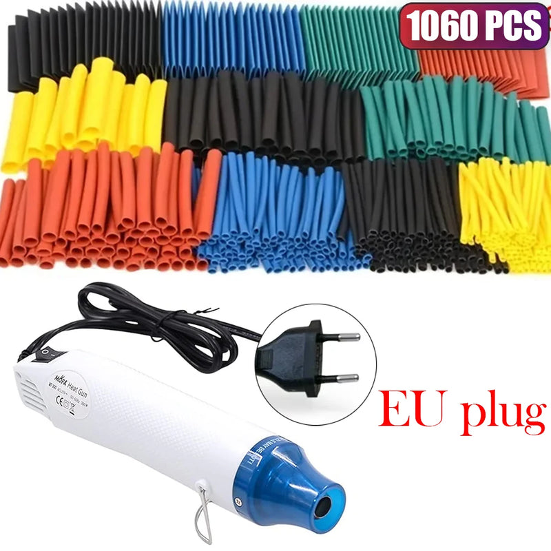 Tubo Termoencolhível com Pistola de Ar Quente 300W 2:1 Fio Encolhível Encolhimento Envoltório Tubo Cabo Conectar Tampa Proteção DIY