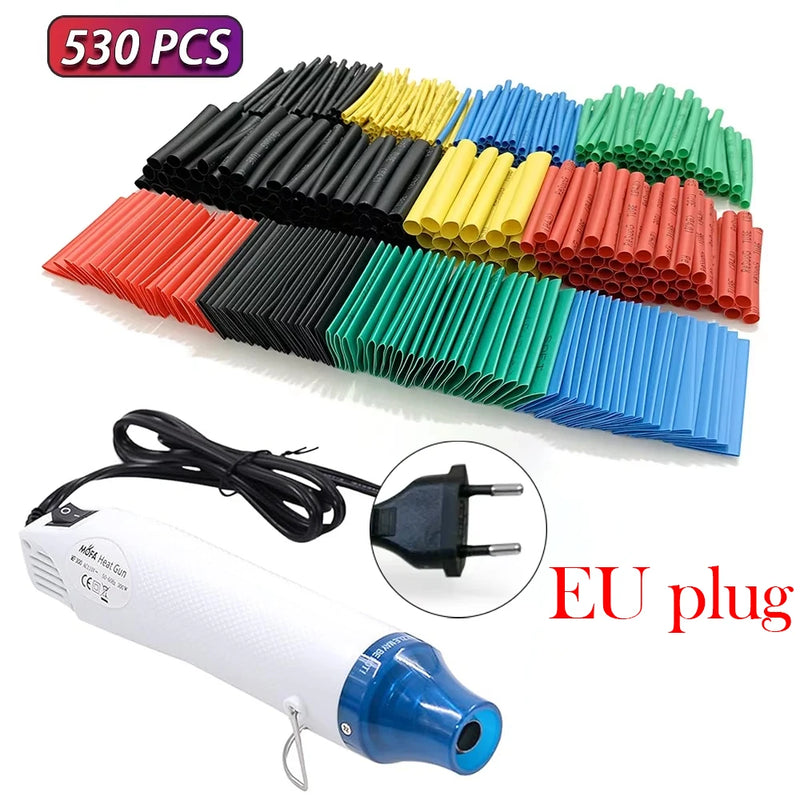 Tubo Termoencolhível com Pistola de Ar Quente 300W 2:1 Fio Encolhível Encolhimento Envoltório Tubo Cabo Conectar Tampa Proteção DIY