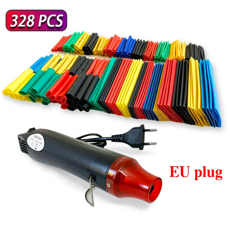 Tubo Termoencolhível com Pistola de Ar Quente 300W 2:1 Fio Encolhível Encolhimento Envoltório Tubo Cabo Conectar Tampa Proteção DIY