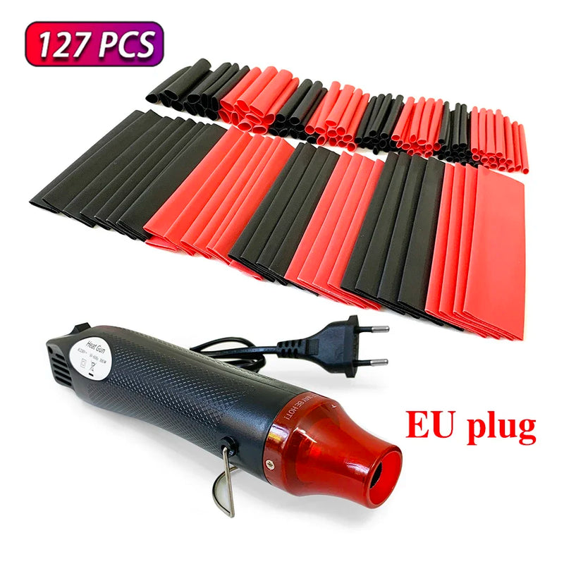 Tubo Termoencolhível com Pistola de Ar Quente 300W 2:1 Fio Encolhível Encolhimento Envoltório Tubo Cabo Conectar Tampa Proteção DIY