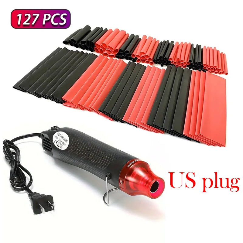 Tubo Termoencolhível com Pistola de Ar Quente 300W 2:1 Fio Encolhível Encolhimento Envoltório Tubo Cabo Conectar Tampa Proteção DIY