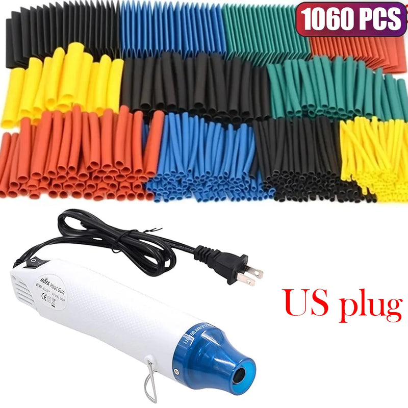 Tubo Termoencolhível com Pistola de Ar Quente 300W 2:1 Fio Encolhível Encolhimento Envoltório Tubo Cabo Conectar Tampa Proteção DIY