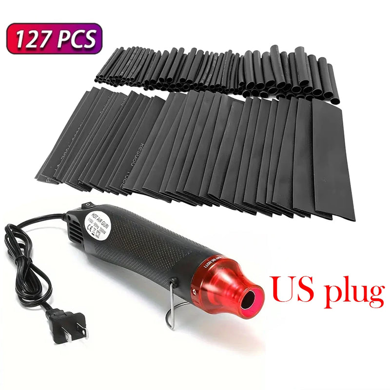 Tubo Termoencolhível com Pistola de Ar Quente 300W 2:1 Fio Encolhível Encolhimento Envoltório Tubo Cabo Conectar Tampa Proteção DIY