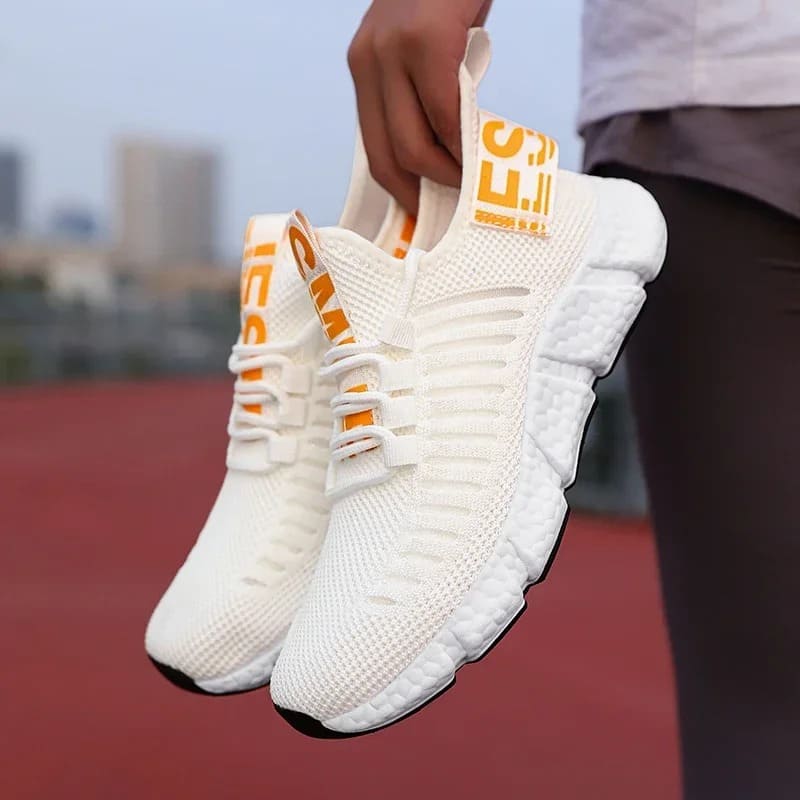 Sapatos vulcanizados femininos absorção de choque sola macia tênis de corrida aeróbica verão malha respirável esportes leves tênis de corrida